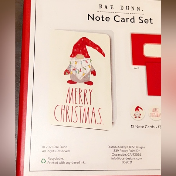 NWT Rae Dunn Merry Christmas Note Card Set 12 Cards 13 Envelopes 12 Stickers - Picture 5 of 9